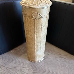 Toilet Tissue Storage decorative lidded vessel with Greek-inspired motifs